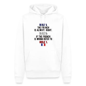 Français Racines Français du drapeau de la France - Sweat à capuche Premium bio Homme - blanc - Devant - Nico (187cm)