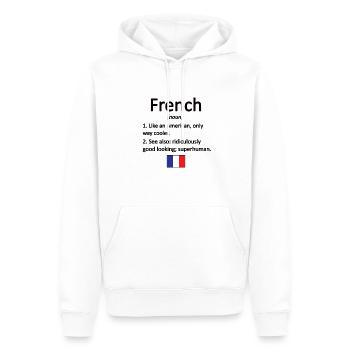 Français Racines Français du drapeau de la France - Sweat à capuche Premium bio Homme - blanc - Devant - Nico (187cm)