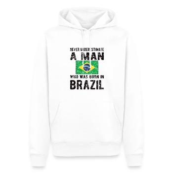 Brésil Brésil Drapeau brésilien - Sweat à capuche Premium bio Homme - blanc - Devant - Nico (187cm)
