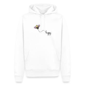 BEE HAPPY - Happy Environmental Protection BEE Wordplay - Men’s Premium Organic Hoodie - white - Front - Nico (187cm)