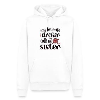 Tir à l’arc Sœur Archer Sœur - Sweat à capuche Premium bio Homme - blanc - Devant - Nico (187cm)