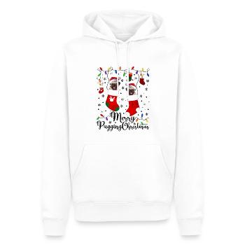 Carlin Cadeaux de Noël Pug Fête Pug Lover - Sweat à capuche Premium bio Homme - blanc - Devant - Nico (187cm)