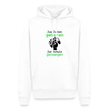 Gamer - Zum Zocken Geboren Zur Schule Gezwungen - Männer Premium Bio Hoodie - Weiß - Vorne - Nico (187cm)