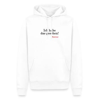 ICH HABE DAS GESEHEN - Karma & Jesus Spruch - Männer Premium Bio Hoodie - Weiß - Vorne - Nico (187cm)