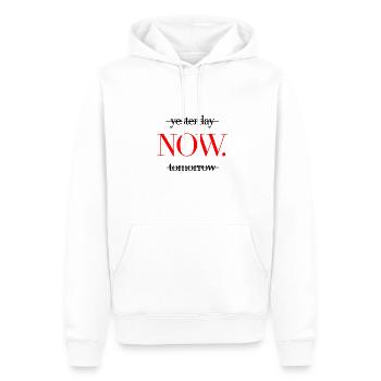 Yesterday Now Tomorrow - Genieße den Moment Jetzt - Männer Premium Bio Hoodie - Weiß - Vorne - Nico (187cm)