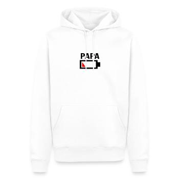 Papa ist müde & der Akku ist leer - Männer Premium Bio Hoodie - Weiß - Vorne - Nico (187cm)