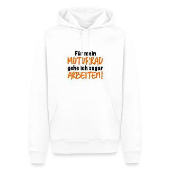 Für mein Motorrad gehe ich sogar arbeiten - Biker - Männer Premium Bio Hoodie - Weiß - Vorne - Nico (187cm)