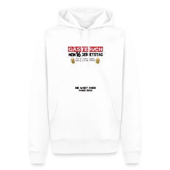 16. Geburtstag Mädchen & Junge Gästebuch - Männer Premium Bio Hoodie - Weiß - Vorne - Nico (187cm)