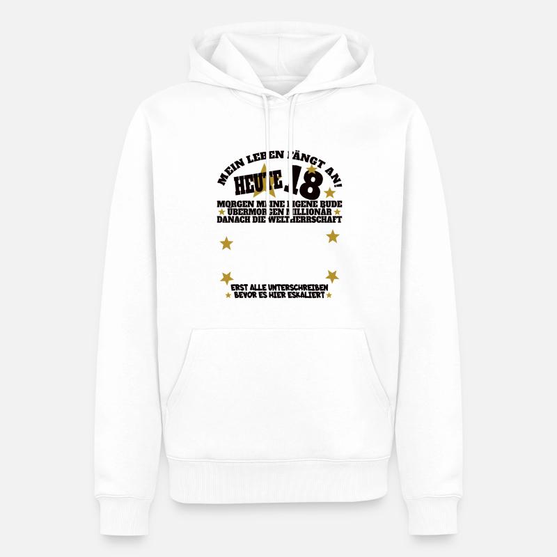 18. Geburtstag Mädchen & Junge Gästebuch - Männer Premium Bio Hoodie - Weiß