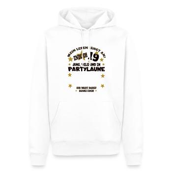 Livre d’or fille et garçon 19e anniversaire - Sweat à capuche Premium bio Homme - blanc - Devant - Nico (187cm)