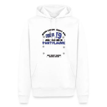 Livre d’or fille et garçon 19e anniversaire - Sweat à capuche Premium bio Homme - blanc - Devant - Nico (187cm)