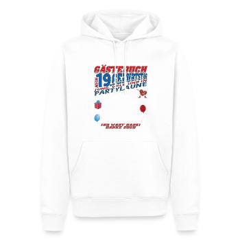 Livre d’or 19e anniversaire homme et femme - Sweat à capuche Premium bio Homme - blanc - Devant - Nico (187cm)