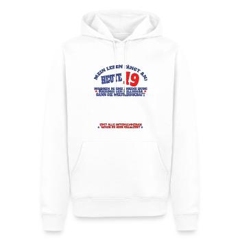 Livre d’or 19e anniversaire homme et femme - Sweat à capuche Premium bio Homme - blanc - Devant - Nico (187cm)