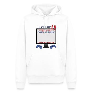 Livre d’or 19e anniversaire homme et femme - Sweat à capuche Premium bio Homme - blanc - Devant - Nico (187cm)