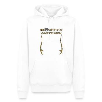 Livre d’or 19e anniversaire homme et femme - Sweat à capuche Premium bio Homme - blanc - Devant - Nico (187cm)