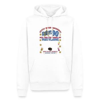 Livre d’or homme et femme 90e anniversaire - Sweat à capuche Premium bio Homme - blanc - Devant - Nico (187cm)