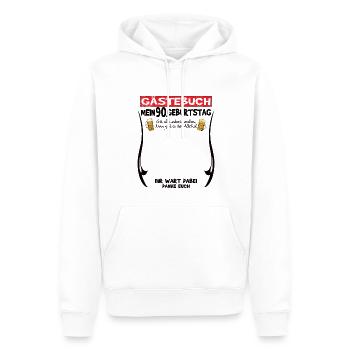Livre d’or homme et femme 90e anniversaire - Sweat à capuche Premium bio Homme - blanc - Devant - Nico (187cm)