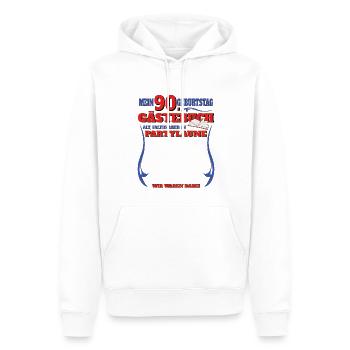 Livre d’or homme et femme 90e anniversaire - Sweat à capuche Premium bio Homme - blanc - Devant - Nico (187cm)