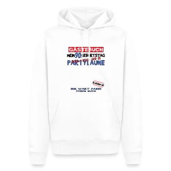 Livre d’or homme et femme 90e anniversaire - Sweat à capuche Premium bio Homme - blanc - Devant - Nico (187cm)