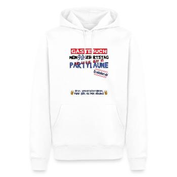 Livre d’or homme et femme 90e anniversaire - Sweat à capuche Premium bio Homme - blanc - Devant - Nico (187cm)