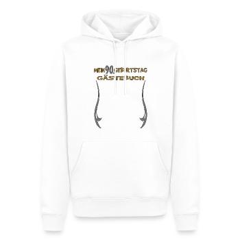 Livre d’or homme et femme 90e anniversaire - Sweat à capuche Premium bio Homme - blanc - Devant - Nico (187cm)