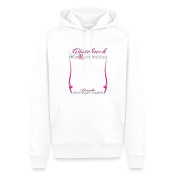 Livre d’or homme et femme 90e anniversaire - Sweat à capuche Premium bio Homme - blanc - Devant - Nico (187cm)