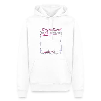 Livre d’or homme et femme 90e anniversaire - Sweat à capuche Premium bio Homme - blanc - Devant - Nico (187cm)