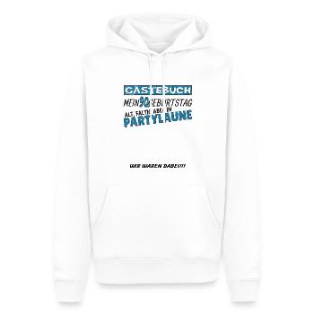 Livre d’or homme et femme 90e anniversaire - Sweat à capuche Premium bio Homme - blanc - Devant - Nico (187cm)
