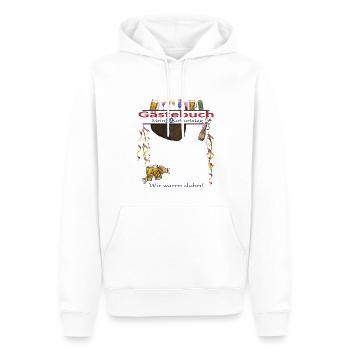 Livre d’or homme et femme 90e anniversaire - Sweat à capuche Premium bio Homme - blanc - Devant - Nico (187cm)