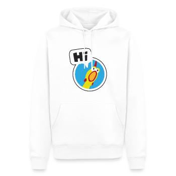 HI Poulet - Sweat à capuche Premium bio Homme - blanc - Devant - Nico (187cm)