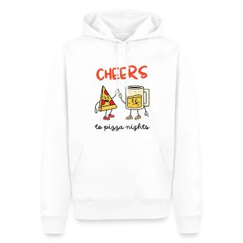 Cheers to Pizza Nights - Männer Premium Bio Hoodie - Weiß - Vorne - Nico (187cm)