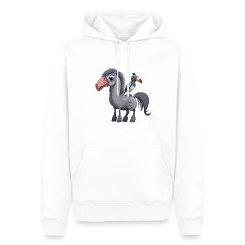 Cheval mignon avec oiseau - Sweat à capuche Premium bio Homme - blanc - Devant - Nico (187cm)