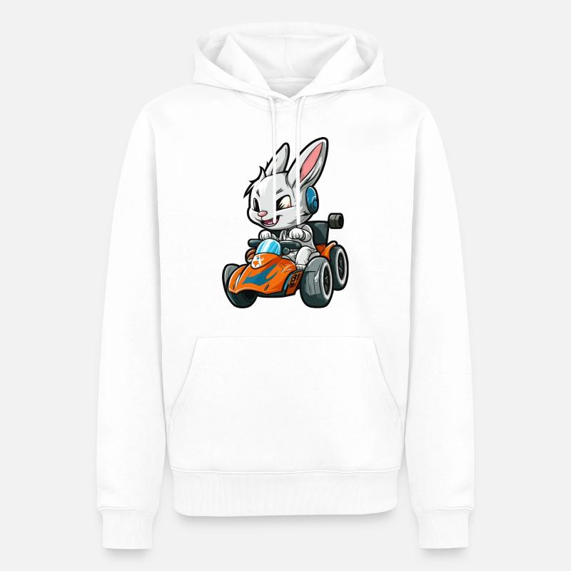 Course de lapins - Sweat à capuche Premium bio Homme - blanc