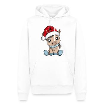 Cheval Noël Mignon Mignon Noël Noël - Sweat à capuche Premium bio Homme - blanc - Devant - Nico (187cm)