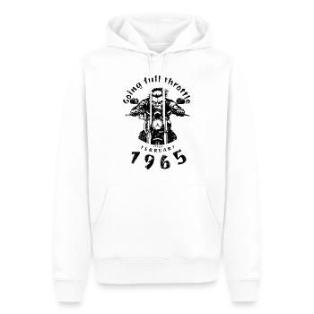 60. Geburtstag Tourne à plein régime depuis 02/1965 - Sweat à capuche Premium bio Homme - blanc - Devant - Nico (187cm)