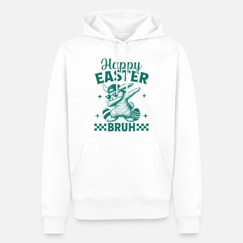 Joyeuses Pâques Bruh - Sweat à capuche Premium bio Homme - blanc
