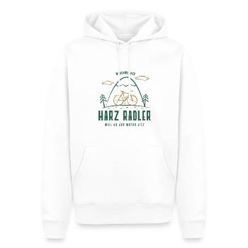 Südharz Merch - Harz-Radler - Männer Premium Bio Hoodie - Weiß - Vorne - Nico (187cm)