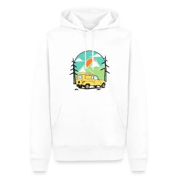 4L TRIP - VOITURE FRANCAISE ANCIENNE - Sweat à capuche Premium bio Homme - blanc - Devant - Nico (187cm)