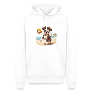 Hund spielt Beachvolleyball - Männer Premium Bio Hoodie - Weiß - Vorne - Nico (187cm)