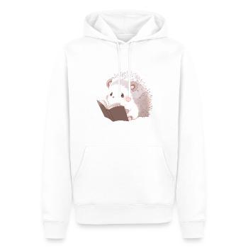 Niedlicher Igel beim Lesen - Männer Premium Bio Hoodie - Weiß - Vorne - Nico (187cm)
