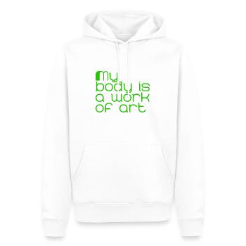 my body is a work of art - Männer Premium Bio Hoodie - Weiß - Vorne - Nico (187cm)