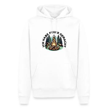 Ich hab Feuer gemacht - Männer Premium Bio Hoodie - Weiß - Vorne - Nico (187cm)
