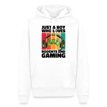 Gamer et Rongeurs : Jeux Vidéo et Aventure Agile - Sweat à capuche Premium bio Homme - blanc - Devant - Nico (187cm)