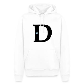 point d Lettre initiale - Sweat à capuche Premium bio Homme - blanc - Devant - Nico (187cm)
