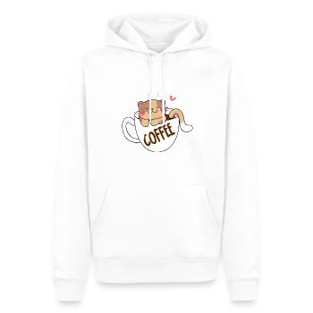 Café Ocelot - Sweat à capuche Premium bio Homme - blanc - Devant - Nico (187cm)