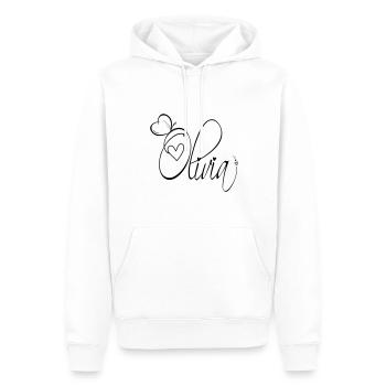 Olivia Nom Prénom Fille Calligraphie Décor - Sweat à capuche Premium bio Homme - blanc - Devant - Nico (187cm)
