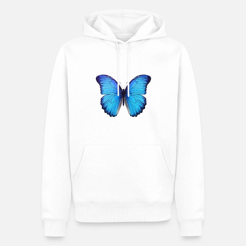 Morpho Papillon Bleu - Sweat à capuche Premium bio Homme - blanc