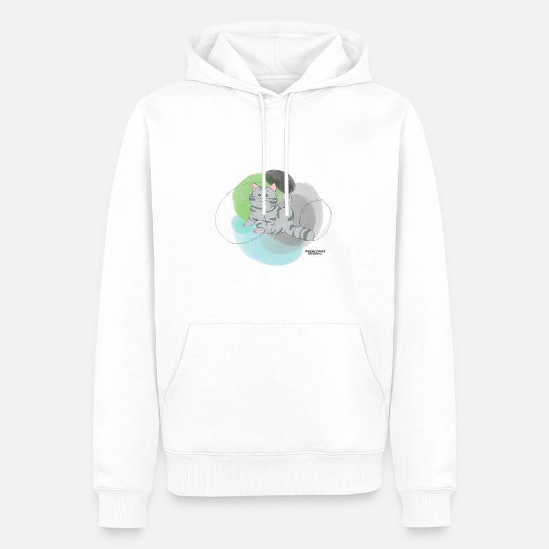 🐾 Grau getigerte Katze🐱Grün Blau - Männer Premium Bio Hoodie - Weiß
