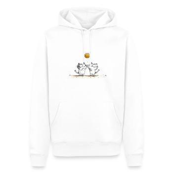 Chats jouant au beach-volley - Sweat à capuche Premium bio Homme - blanc - Devant - Nico (187cm)