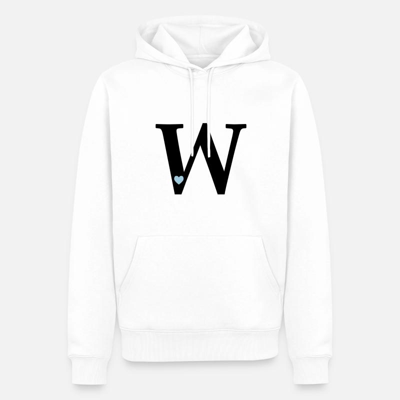 Lettre W Lettre initiale - Sweat à capuche Premium bio Homme - blanc